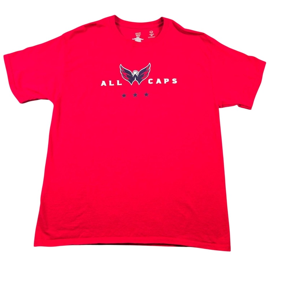 Hanes Washington Capitals All Caps T-Shirt Mens Large Red NHL Hockey Tee